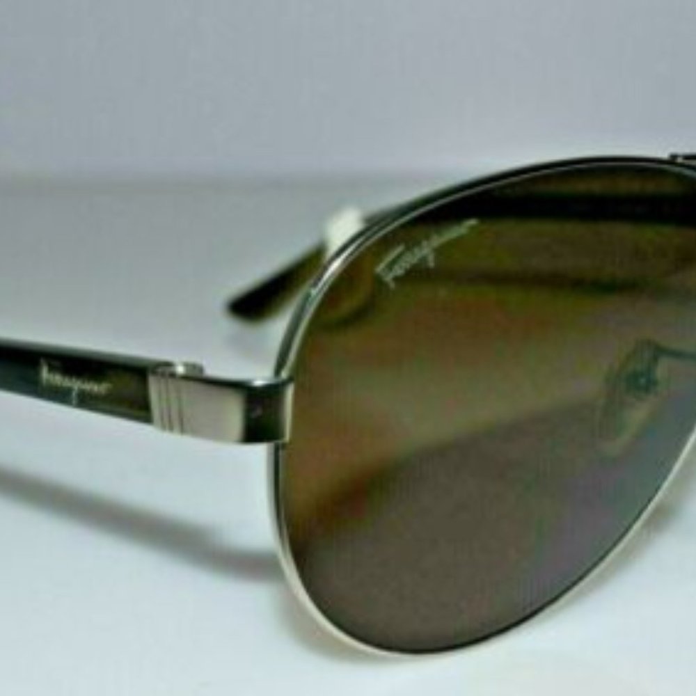 Salvatore Ferragamo Aviator Silver Polarized SF123SAP 029 62-14-135 Sunglasses